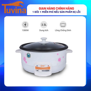 Nồi lẩu điện comet cm7731 | cm7739 3.5l 1300w | chống dính | nắp kính | có xửng hấp | chính hãng