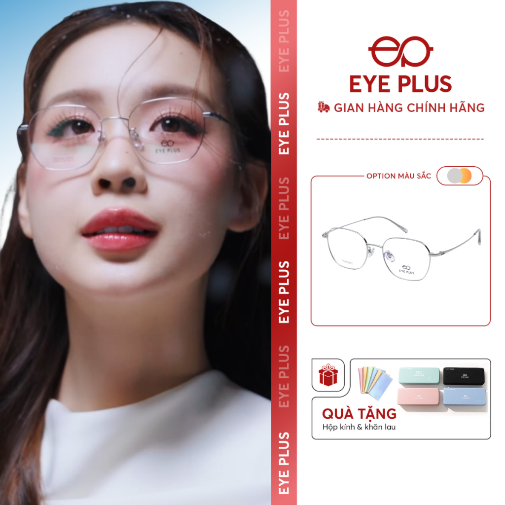 Kính Cận Dáng Tròn Nam Nữ S22970 Eyeplus Gọng Titanium Mảnh Nhẹ Kiểu Dáng Phong Cách Trẻ Trung