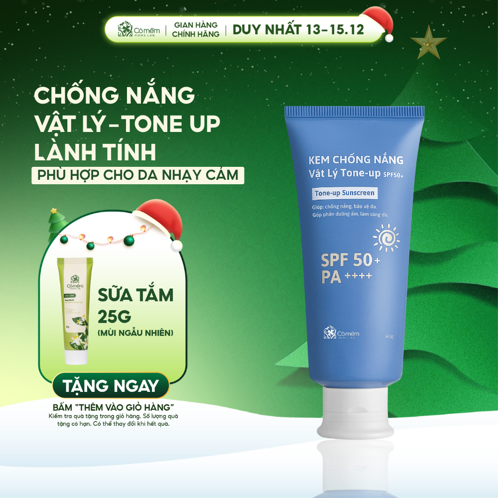 Kem Chống Nắng Nâng Tone Vật Lý Tone Up SPF50+ PA++++ Tone Up Cho Da Nhạy Cảm Cỏ Mềm 60gr