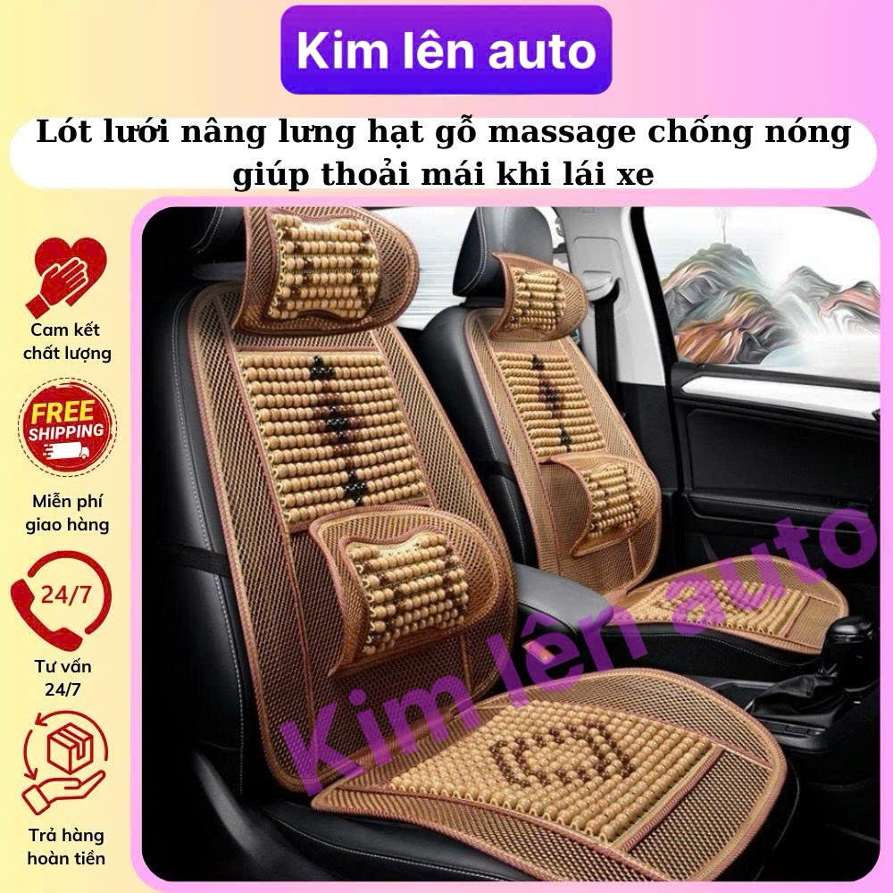 Bộ Lót Ghế Ô Tô Hạt Gỗ Massage Giúp Hạn Chế Nóng Lưng Khi Ngồi Lâu, Tạo Cảm Giác Êm Ái Và Dễ Chịu