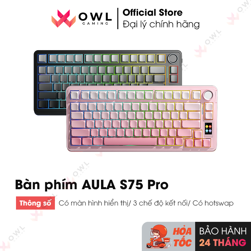 Bàn phím AULA S75 Pro Gradient Black/ Gradient Pink (hàng chính hãng)