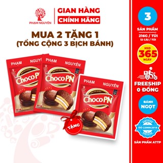   MUA 2 TẶNG 1  Tổng cộng 3 Bịch Bánh phủ socola Choco PN Phạm Nguyên - Thương Hiệu Việt 216g | Đồ ăn vặt 
