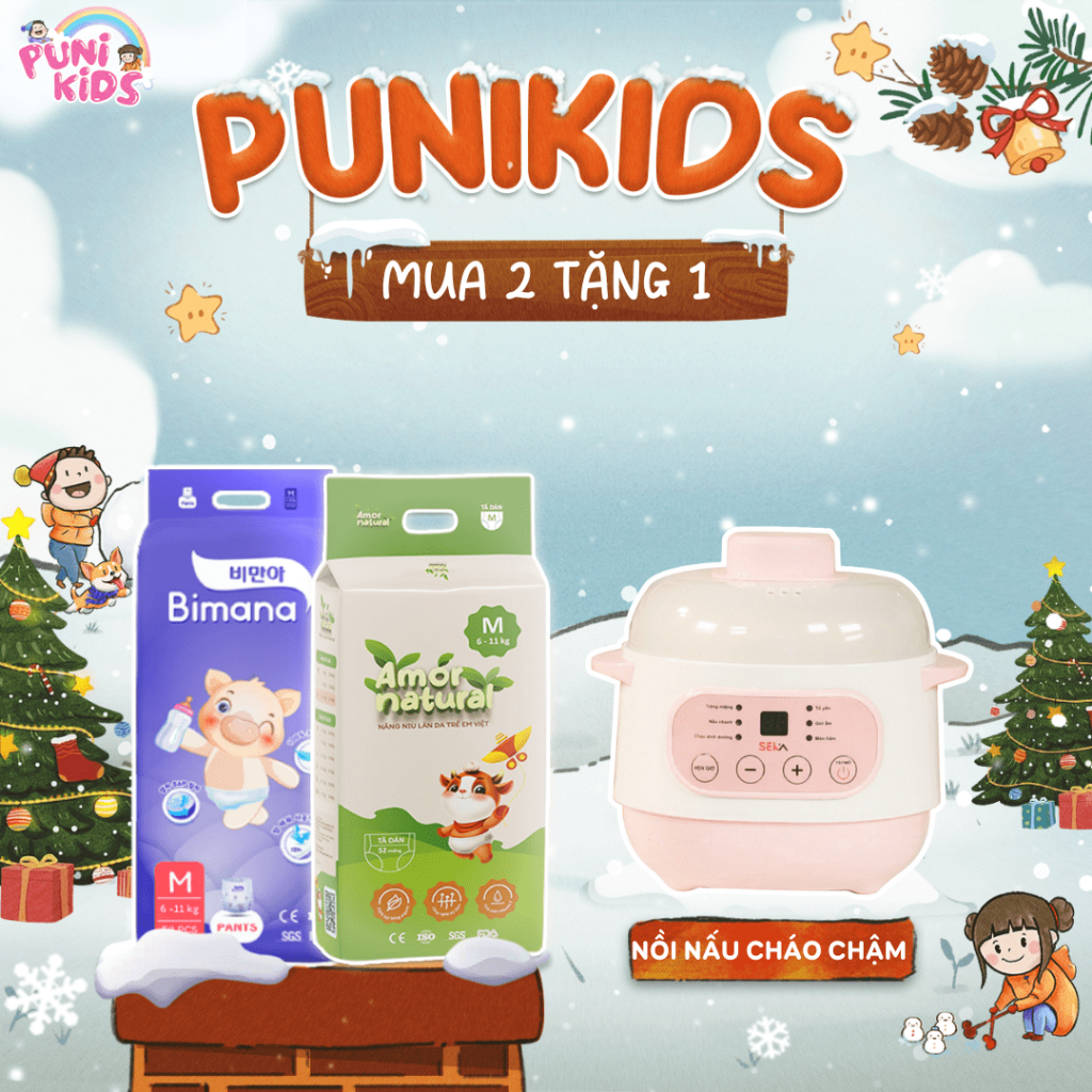 [1A1BM] [COMBO BỈM NGÀY & ĐÊM] COMBO 2 BỊCH Tã/Bỉm dán/quần 1 BỈM VIỆT AMOR NATURAL + 1 BỈM HÀN BIMA