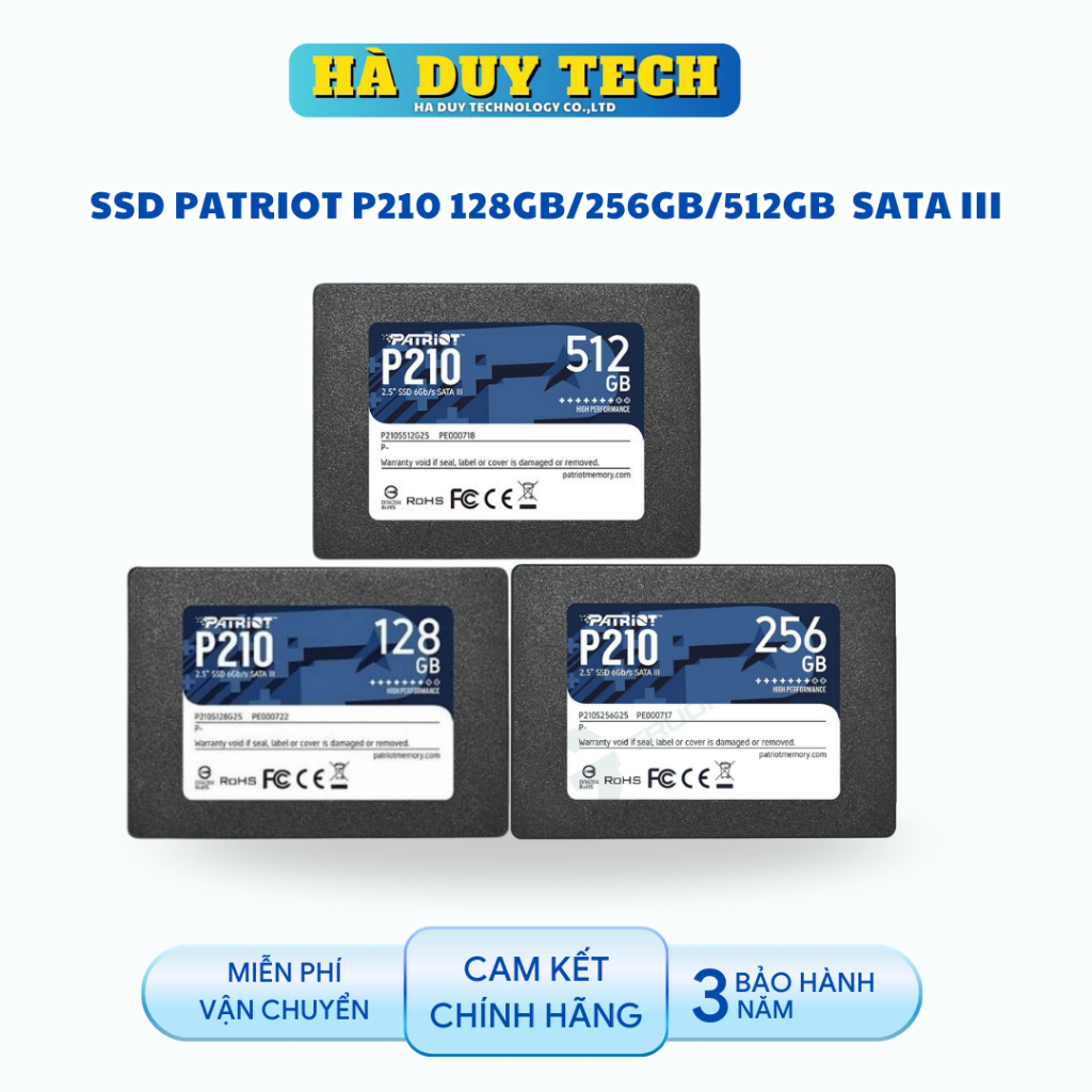 SSD PATRIOT P210 128GB/256GB/512GB  SATA III - Cam Kết Chính Hãng - BH 36T - Ha Duy Tech