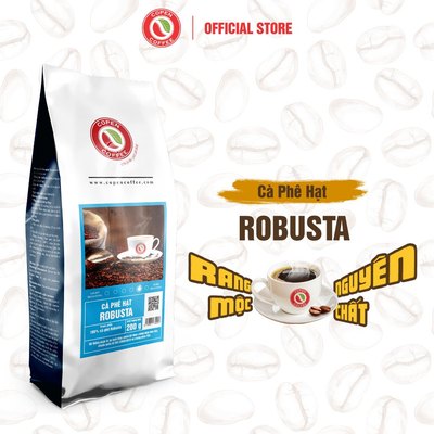 Cà phê hạt Robusta gói 200g (ST) - Rang mộc - Đắng đậm, thơm nồng - Pha máy/pha phin - Copen Coffee