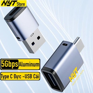 Đầu chuyển đổi USB sang Type C 3.0 Vỏ Nhôm Nguyên Khối Cao Cấp, Truyền Dữ Liệu Tốc Độ Cao Ổn Định