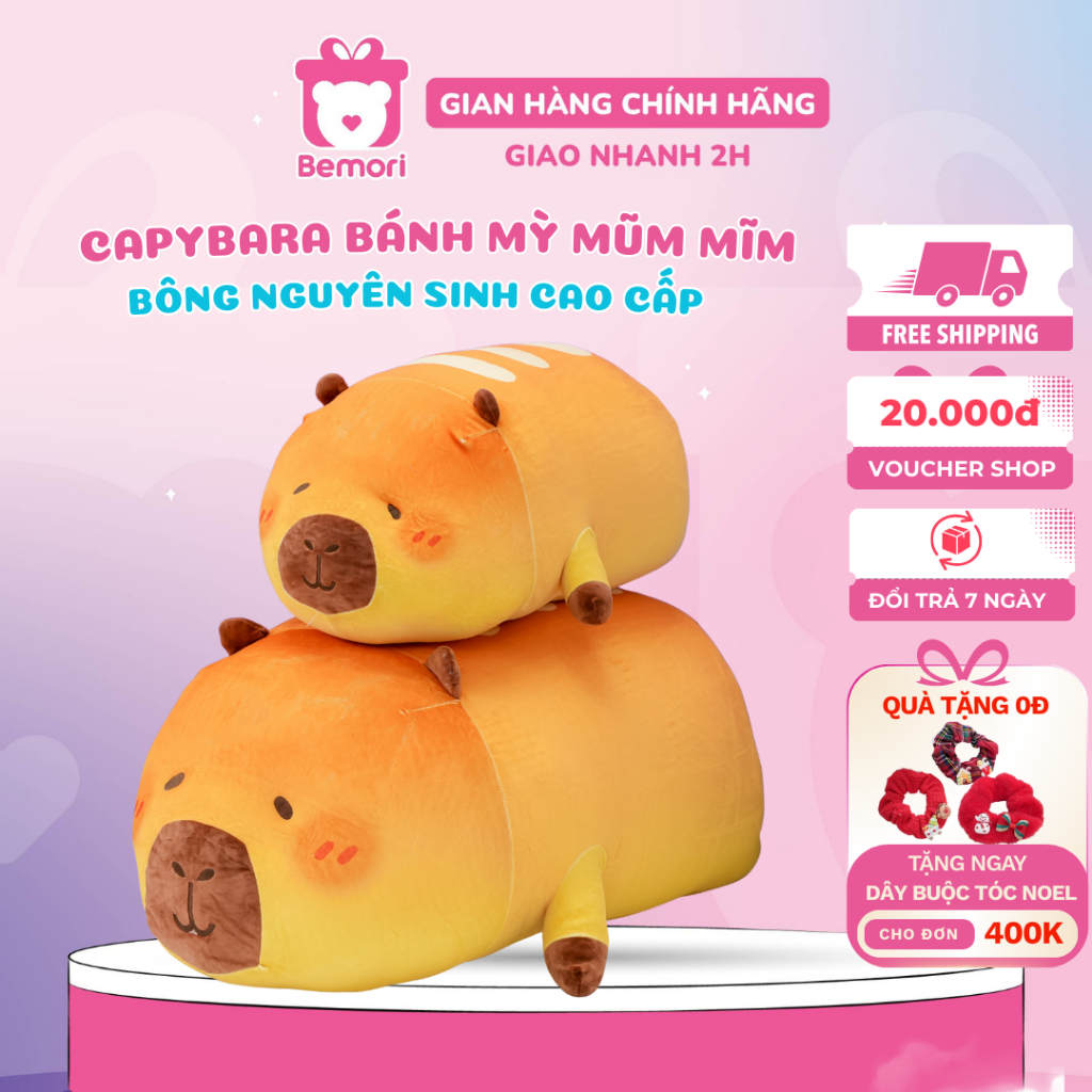 Gấu Bông Capybara Bánh Mì Pháp Mũm Mĩm BEMORI Capybara Khổng Lồ Gấu Bông Ôm Ngủ Siêu Mềm Êm