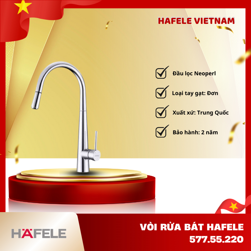 Vòi Rửa Chén HT21-CH1P245 Hafele 577.55.220 - Đầu Lọc Neoperl - Bộ Chia Nước Cao Cấp - FEM