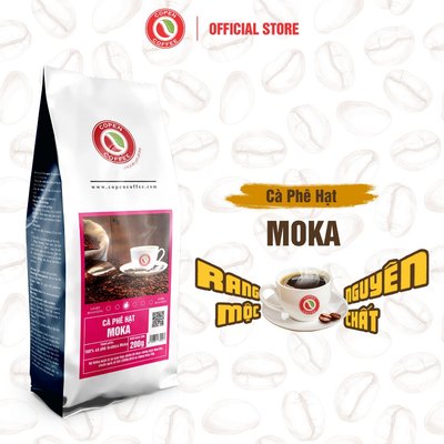 Cà phê hạt hiệu Moka gói 200g (ST) - Rang mộc - Đắng nhẹ, chua nhẹ - Pha máy/pha phin - Copen Coffee