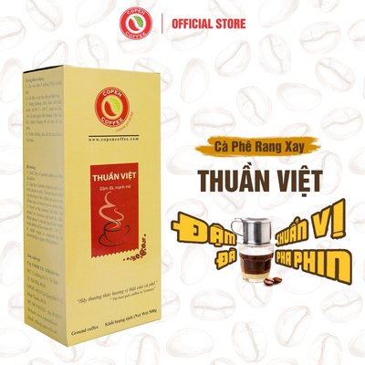 Cà phê rang xay Thuần Việt hộp 500g - Rang vừa - Đắng đậm, hương thơm nồng - Pha phin - Copen Coffee