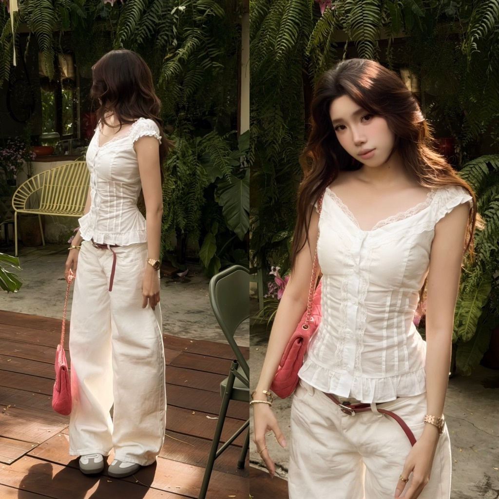 Áo Croptop Bèo Tay [ Hình Thật Bao Đẹp]