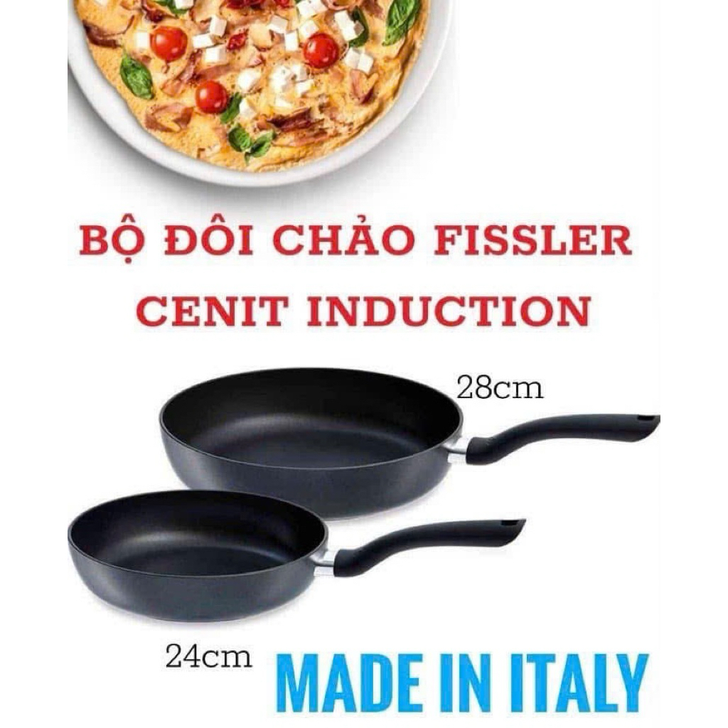 [Fissler] Set 2 chảo chống dính Fissler Cenit 24+28cm màu đen - Made in Italya