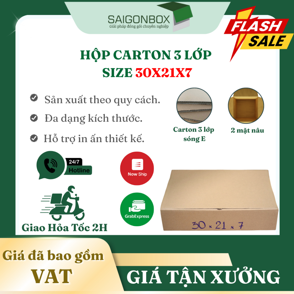 Combo 100 hộp carton đựng quần áo 30x21x7 cm [GIÁ TẬN XƯỞNG]