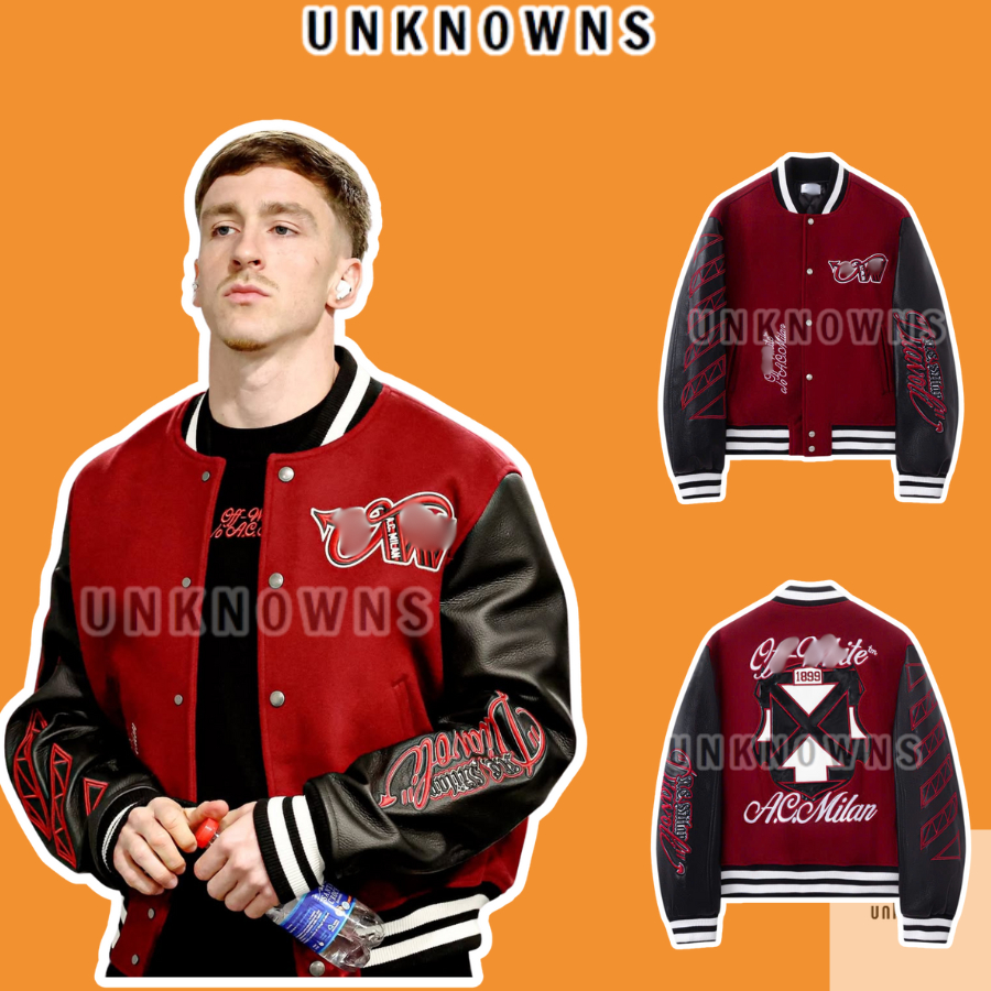 👑[Mirror Quality]👑-Áo Khoác Varsity Jacket 0.FF OW C/O Ac Varsity Jacket New Season,Áo bomber Jacket
