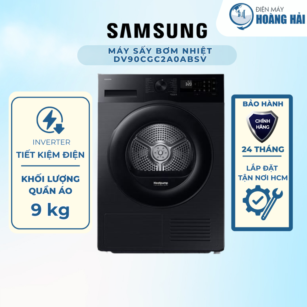 DV90CGC2A0ABSV | Máy sấy bơm nhiệt Samsung 9 kg DV90CGC2A0ABSV - Hàng chính hãng