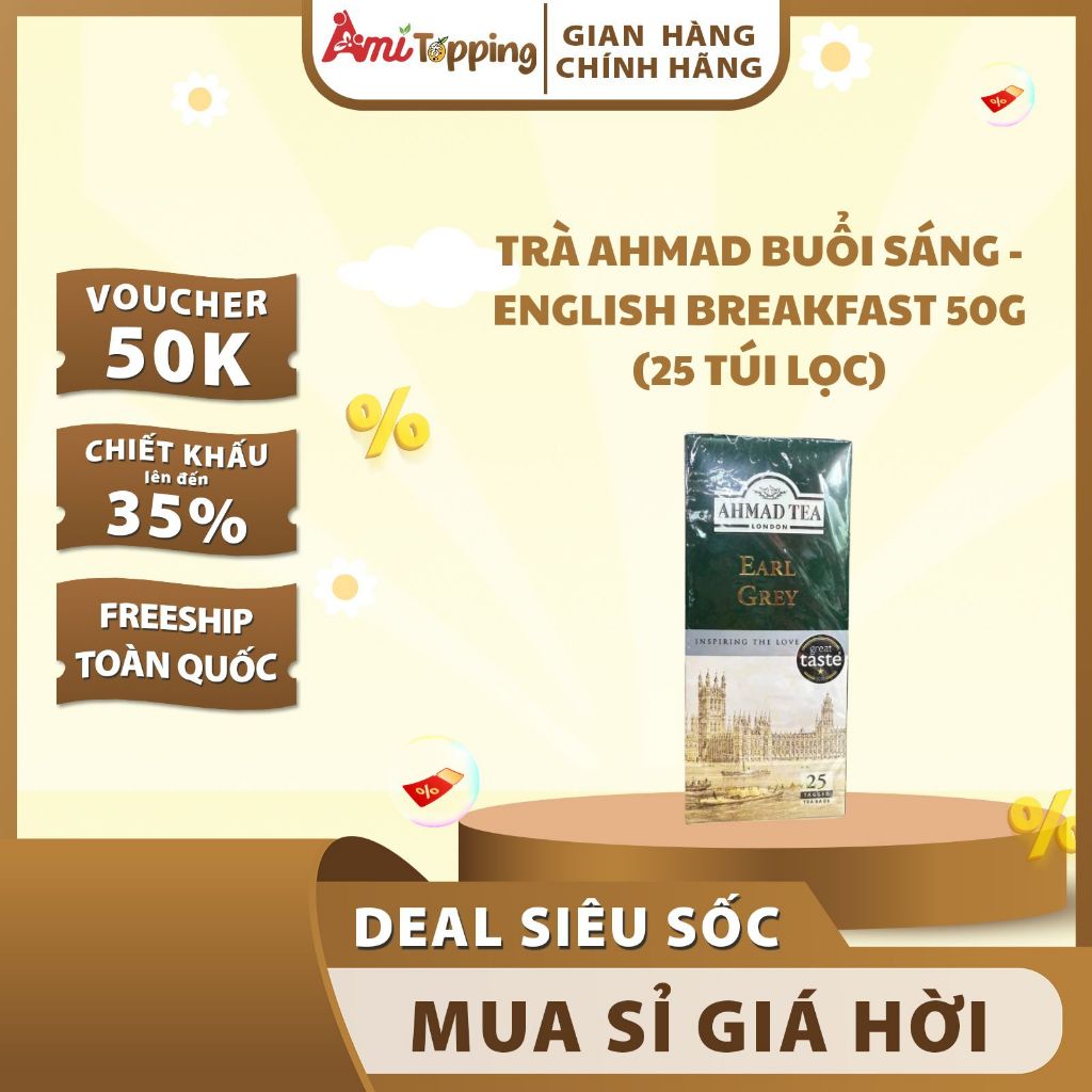 [Ahmad Tea] Trà Bá Tước Earl Grey – Hộp 50g/25 Túi Lọc Trần