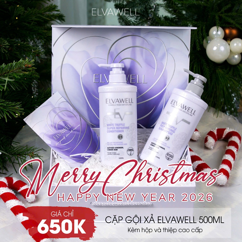 Hộp quà tím dầu gội ELVAWELL
