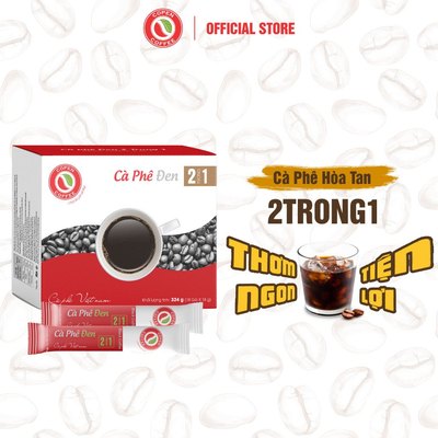 Cà phê hoà tan đen 2in1 - Black Coffee hộp 324g - Đắng vừa, tinh chất cà phê tự nhiên - Copen Coffee