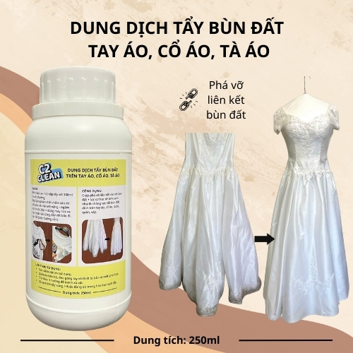 DUNG DỊCH TẨY BÙN ĐẤT C2 CLEAN, TẨY TRÊN TAY ÁO, CỔ ÁO, TÀ ÁO 250ml, 500ml.
