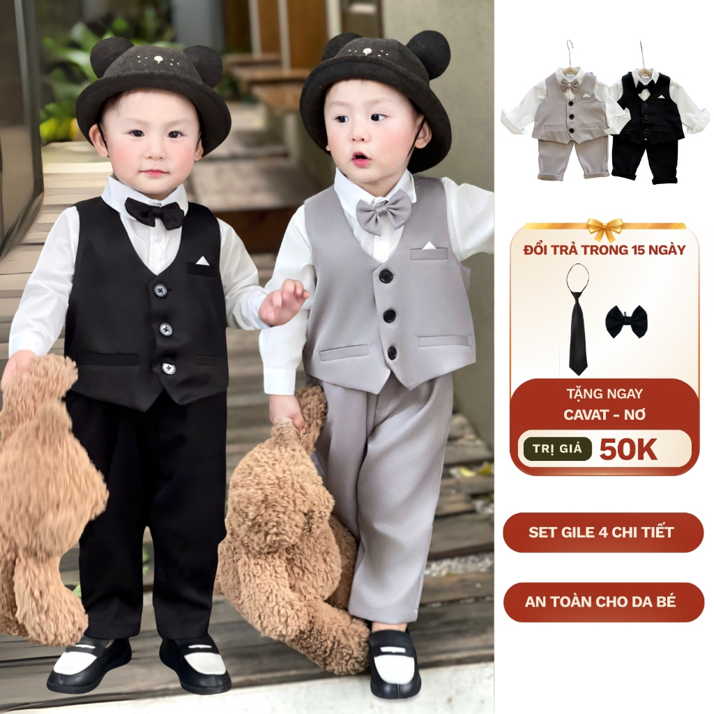  Set Bộ Gile Bé Trai Fbaby Kèm Áo Sơ Mi Nơ Chất Liệu Cao Cấp Công Tử Mặc Sự Kiện Dự Tiệc Đi Chơi Phong Cách Hàn Quốc 
