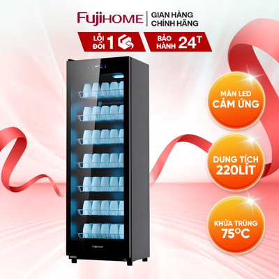 Tủ sấy khử trùng bát đĩa UV+Ozone FUJIHOME DD220 công nghệ tiên tiến - BH 24 tháng, dung tích 220L