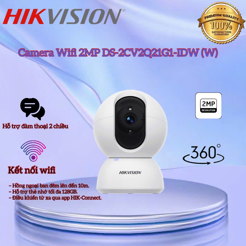 Camera Wifi 2MP HIKVISION DS-2CV2Q21G1-IDW (W), Kết Nối Wifi, Hỗ Trợ Đàm thoại 2 chiều,Hồng ngoại ba