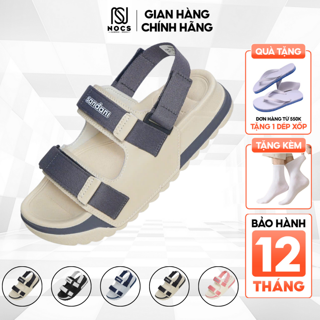 Giày Sandal Nữ SANDANI S1 NOC Dép Quai Hậu Nữ 2 Quai Ngang Màu Xám