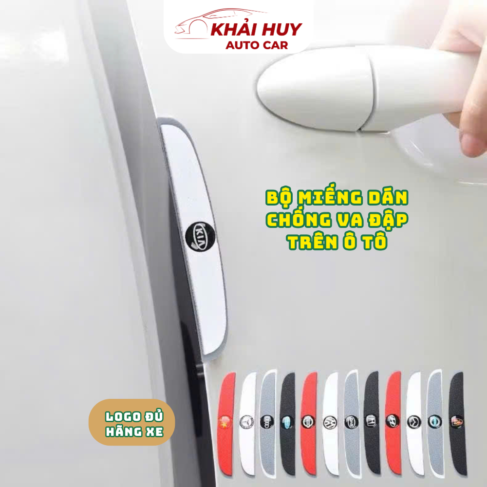 Bộ 4 miếng dán chống va đập cánh cửa,gương,thân xe bảo vệ xe khỏi trầy xước LOGO đủ hãng xe Khaihuyauto