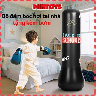  Bộ đấm bốc hơi tại nhà tặng kèm bơm cho bé cột đấm bốc bằng hơi đồ chơi boxing theo nhạc cho bé 