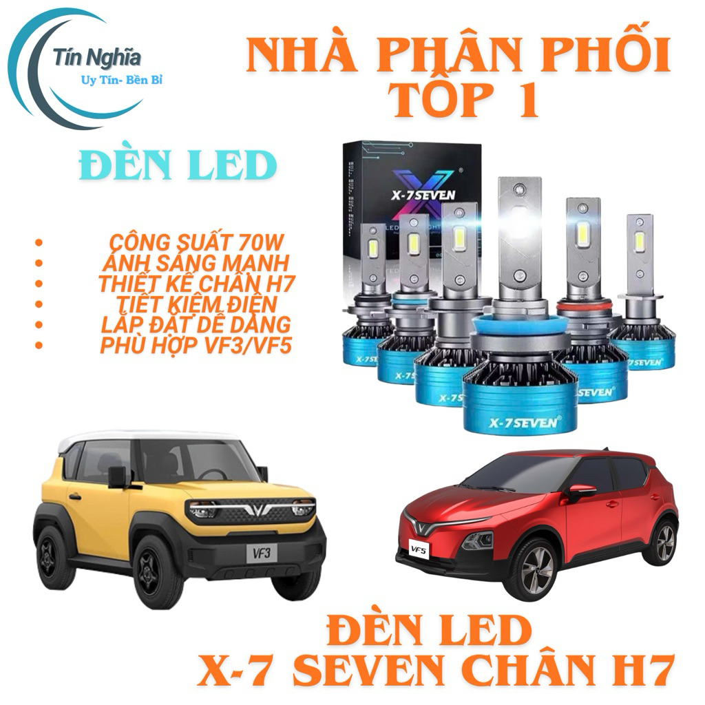 Đèn LED 7Seven X7 70W Chân H7 Cho VinFast VF3 VF5 | Gắn Zin – Siêu Sáng