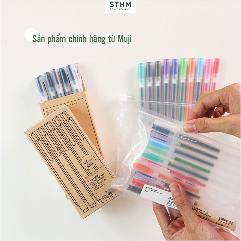 [STHM Hà Nội] - Bút gel MUJI nắp gài 0.38, 0.5 chính hãng - Hàng tách từ hộp 10 cây mua tại MUJI Việ