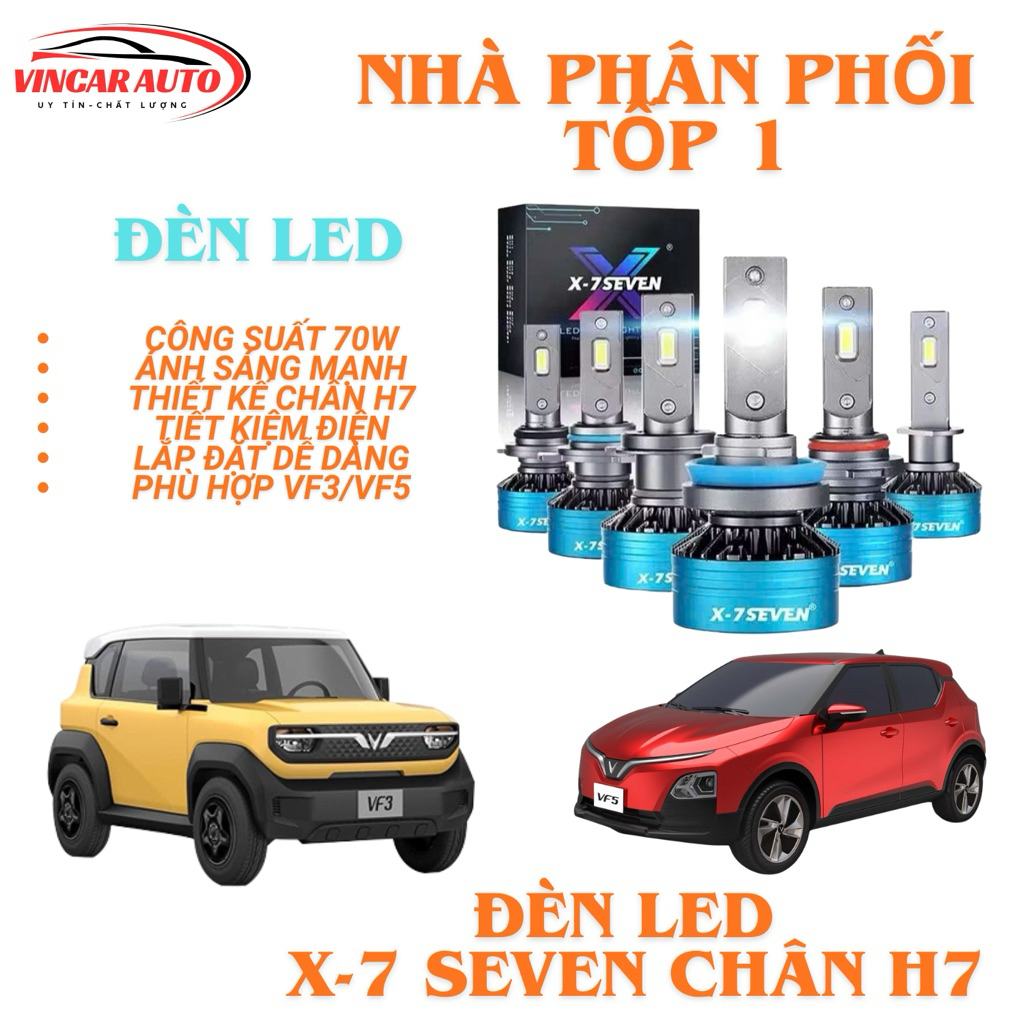 ĐÈN LED 7SEVEN X7 – CHÂN H7 (70W) DÀNH CHO VINFAST VF3 & VF5