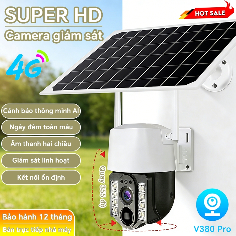 Solar giám sát Camera 2 mắt WiFi/4G 360 độ Dosen 4G IP Không thấm nước ngoài trời Ứng dụng V380 Pro