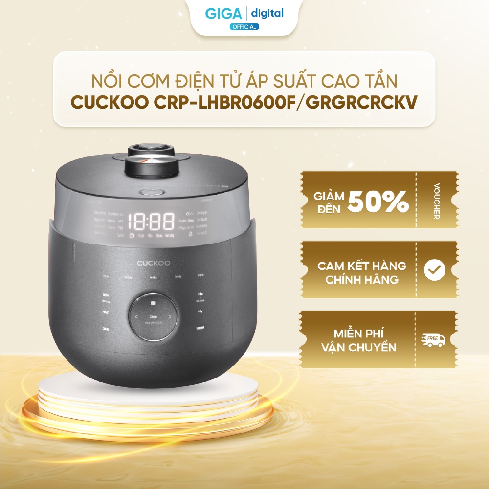 Nồi cơm điện tử áp suất cao tần Cuckoo CRP-LHBR0600F/GRGRCRCKV 1.08L - Công suất 1090W - BH 12 Tháng
