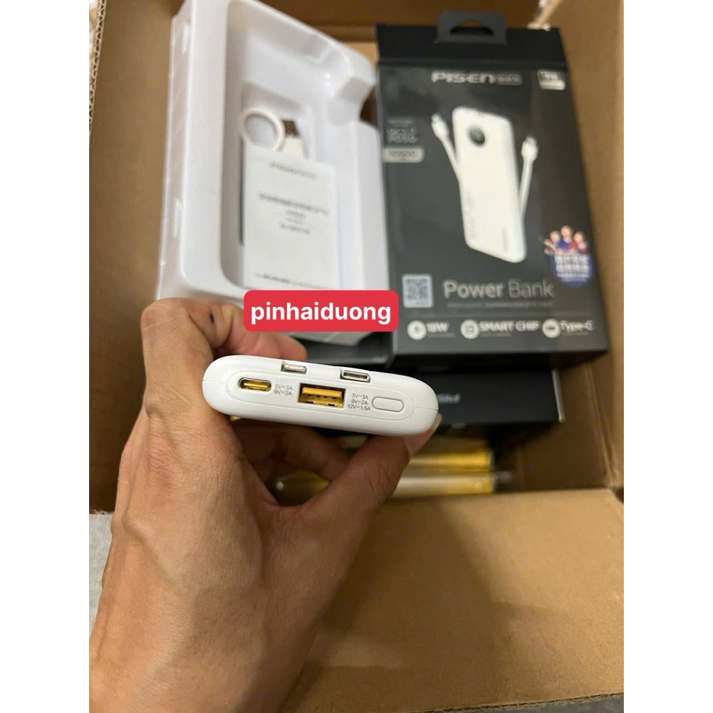 sạc dự phòng pisen 10.000mAh mini sạc nhanh 22,2w