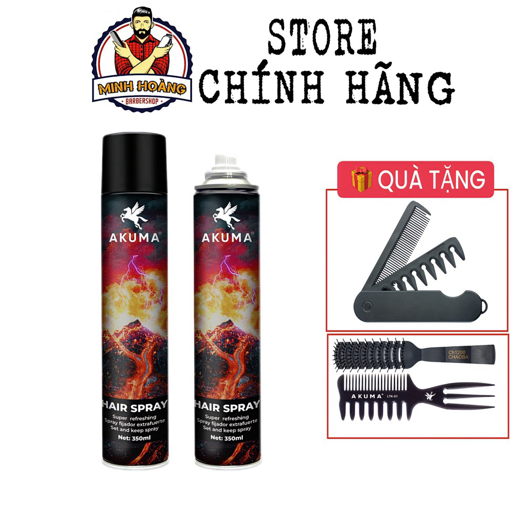 Gôm xịt tóc AKUMA HAIR SPRAY giữ nếp tóc tốt, keo xịt tóc Akuma chính hãng
