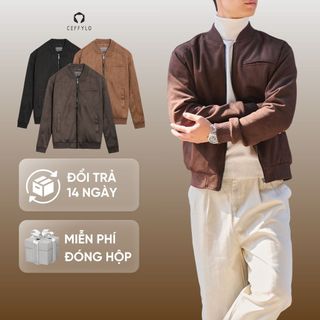  Áo khoác nam CEFFYLO da lộn lót lông chất liệu ấm áp mềm mại 2 lớp giữ nhiệt tốt thời trang nam 