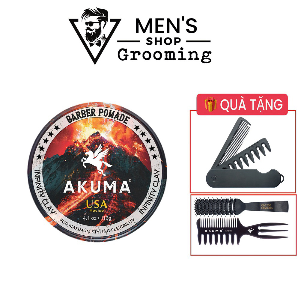 Sáp vuốt tóc Akuma, gel vuốt tóc, wax vuốt tóc Akuma Clay Pomade chính hãng