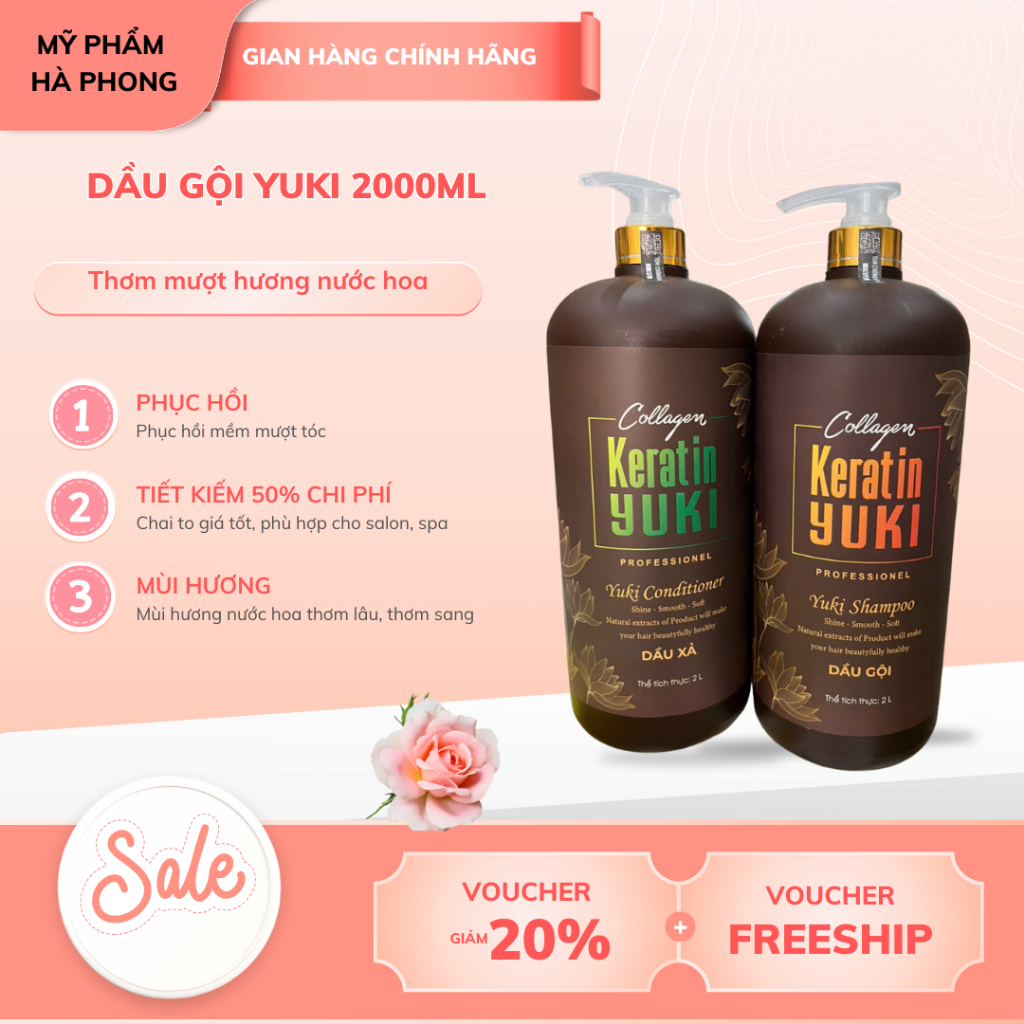 Dầu gội Yuki Keratin 2L hương nước hoa - Dầu gội Yuki bưởi cô đặc chuyên dùng salon spa