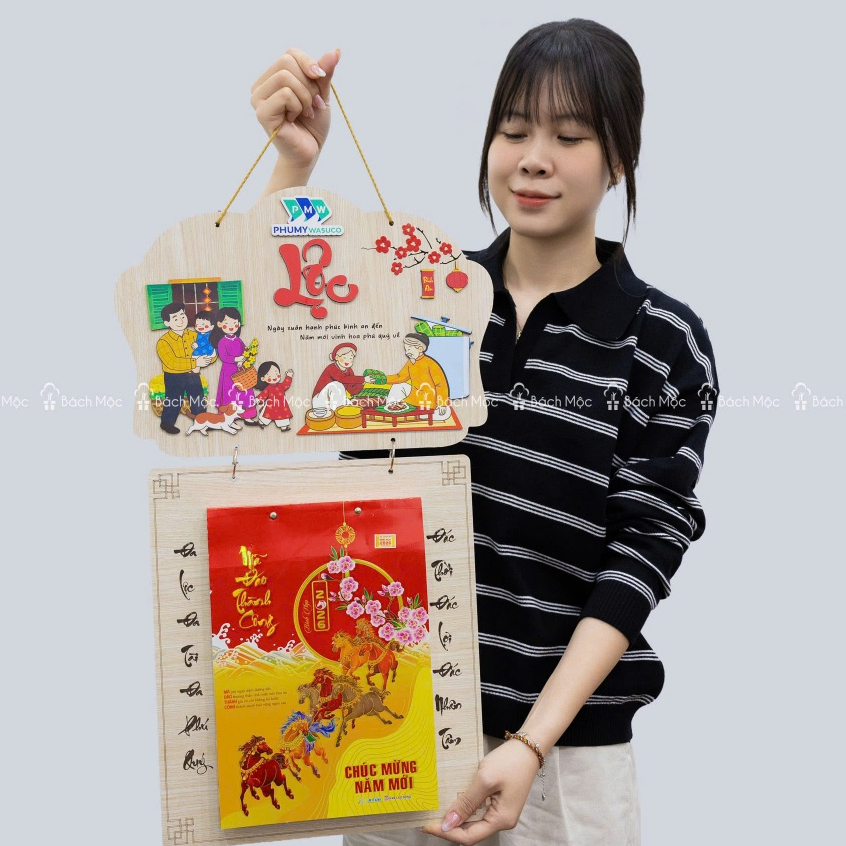 Lịch Bloc Treo Tường Bằng Gỗ | Tết Bính Ngọ 2026 | Có Kèm Lịch Giấy Bền Đẹp - Sang Trọng