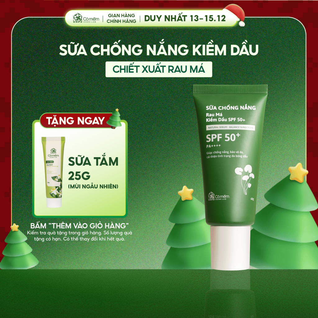 Sữa Chống Nắng Rau Má Cho Da Dầu Mụn Kiềm Dầu Ngừa Mụn Chống Nắng Bảo Vệ Da SPF 50+ PA++++ Cỏ Mềm 60g