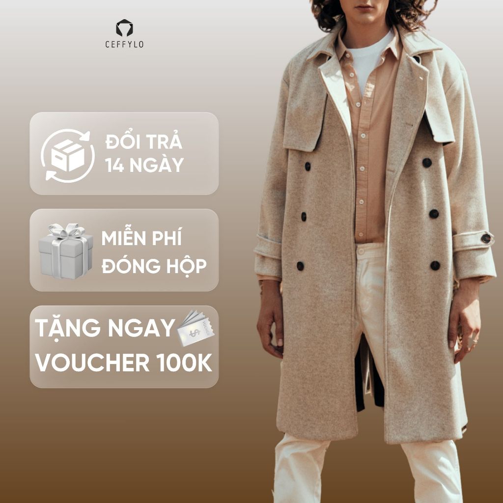 Áo khoác nam TRENCH COAT,áo khoác chất dạ CEFFYLO