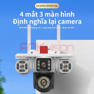 Camera Yoosee 4 mắt 3 màn hình Fnkvision 18MP xem đêm có màu Camera ngoài trời chống mưa chống nước Bảo hành 1 năm