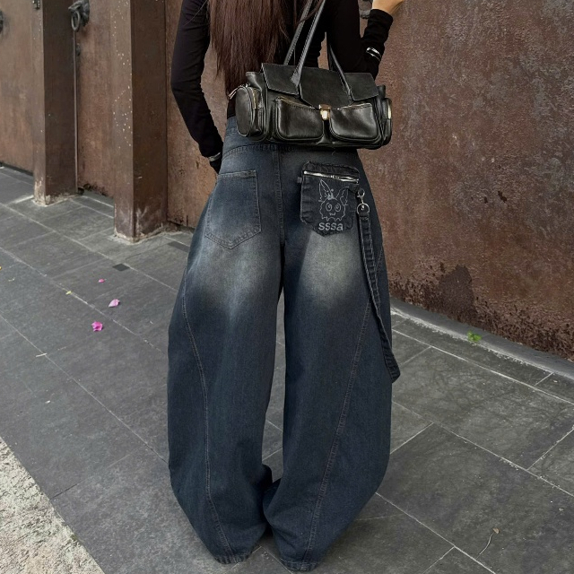 QUẦN JEANS PHỐI TÚI ĐEO CHÉO THÁO RỜI PREMIUM FORM RỘNG TÔN DÁNG NAM NỮ ĐAI SIẾT EO | SSSTORE.AESTHETIC | BigBuy360 - bigbuy360.vn