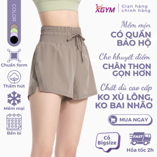  Quần short đùi 2 lớp thể thao nữ cao cấp tập gym yoga chạy bộ đạp xe cầu lông tennis XGYM X9026 