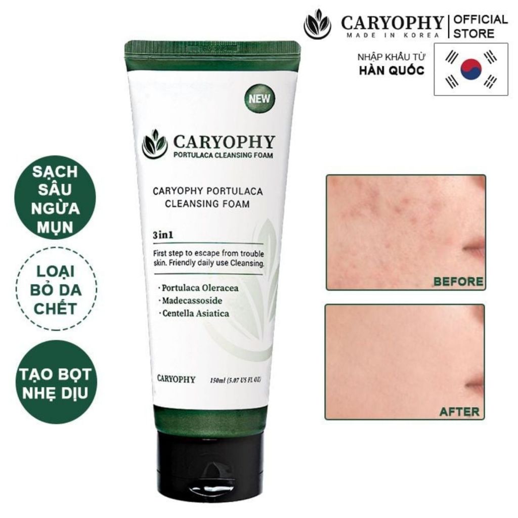 Sữa Rửa Mặt Caryophy Portulaca Cleansing Foam - Làm Sạch Sâu, Kiểm Soát Dầu 150ml – Min Min Cosmetic