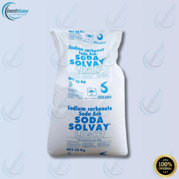 Bột Soda Solvay Light na2co3 (25kg/bao), tẩy rửa công nghiệp, xử lý nước thải, hóa chất môi, tăng độ