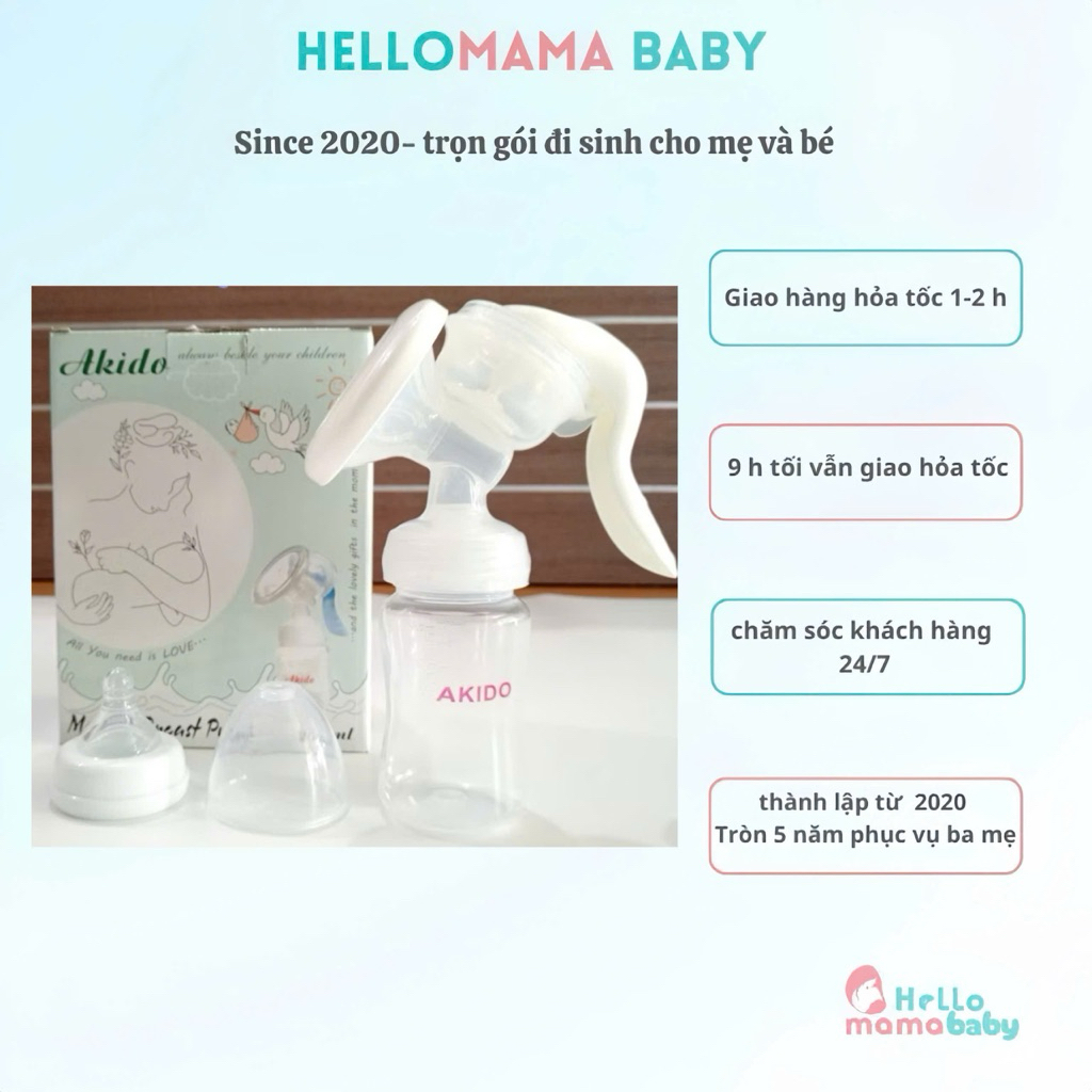 Máy Hút Sữa Bằng Tay Akido 200ml – Êm Ái, Nhẹ Nhàng, Tiện Lợi Cho Mẹ Sau Sinh