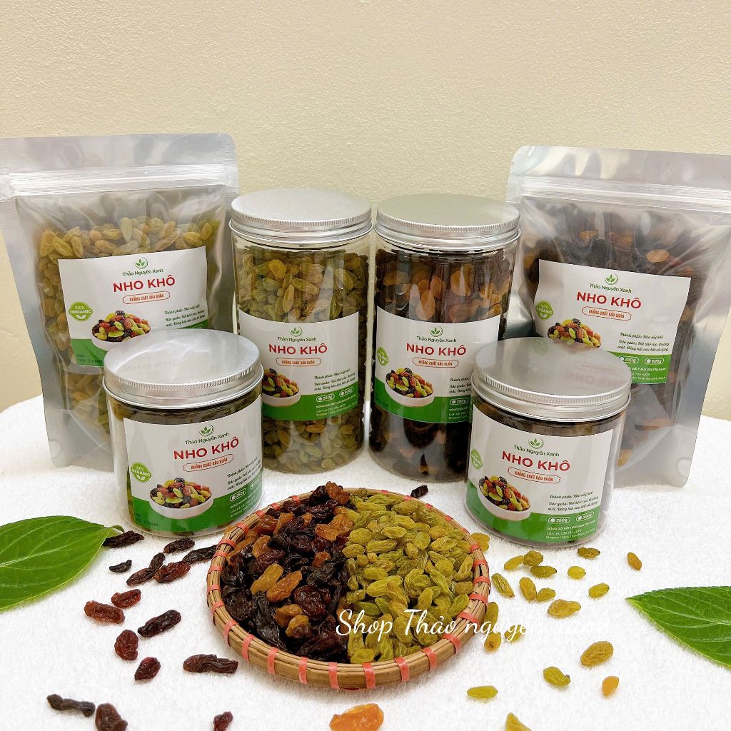 Nho Xanh - Nho Chile 3 Màu Sấy Khô Không Đường, Nho Loại 1 Không Chất Bảo Quản