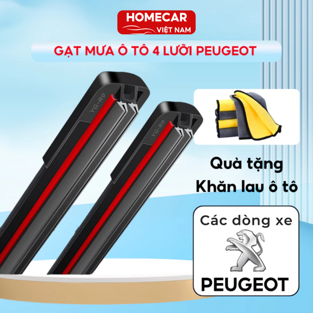 Cần Gạt Nước Ô Tô Peugeot 4 Lưỡi Homecar Gạt Mưa Peugeot 3008 408 5008 Traveller Dễ Lắp Đặt Tại Nhà